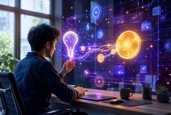 Person using AI tools to generate income ideas on a laptop